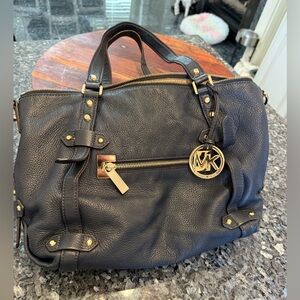 Michael Kors blue pebbled leather satchel handbag Gold Hardware Women’s Soft